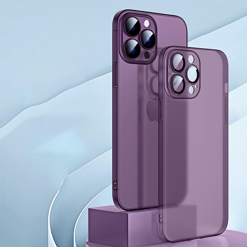 

Чехол для телефона iPhone 14 Pro Max Plus, прозрачный матовый чехол для iPhone 13 12 pro Max, защитный чехол для объектива For iPhone 14 Pro Max фиолетовый