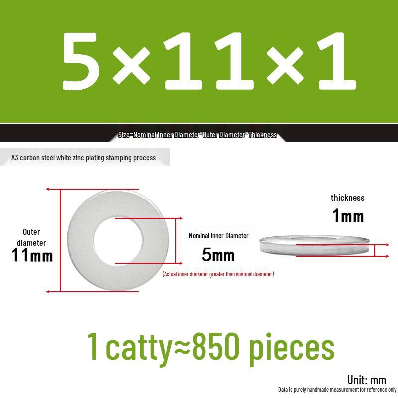 Extra Thick Galvanized Iron Flat Washer, Round, M3-M62