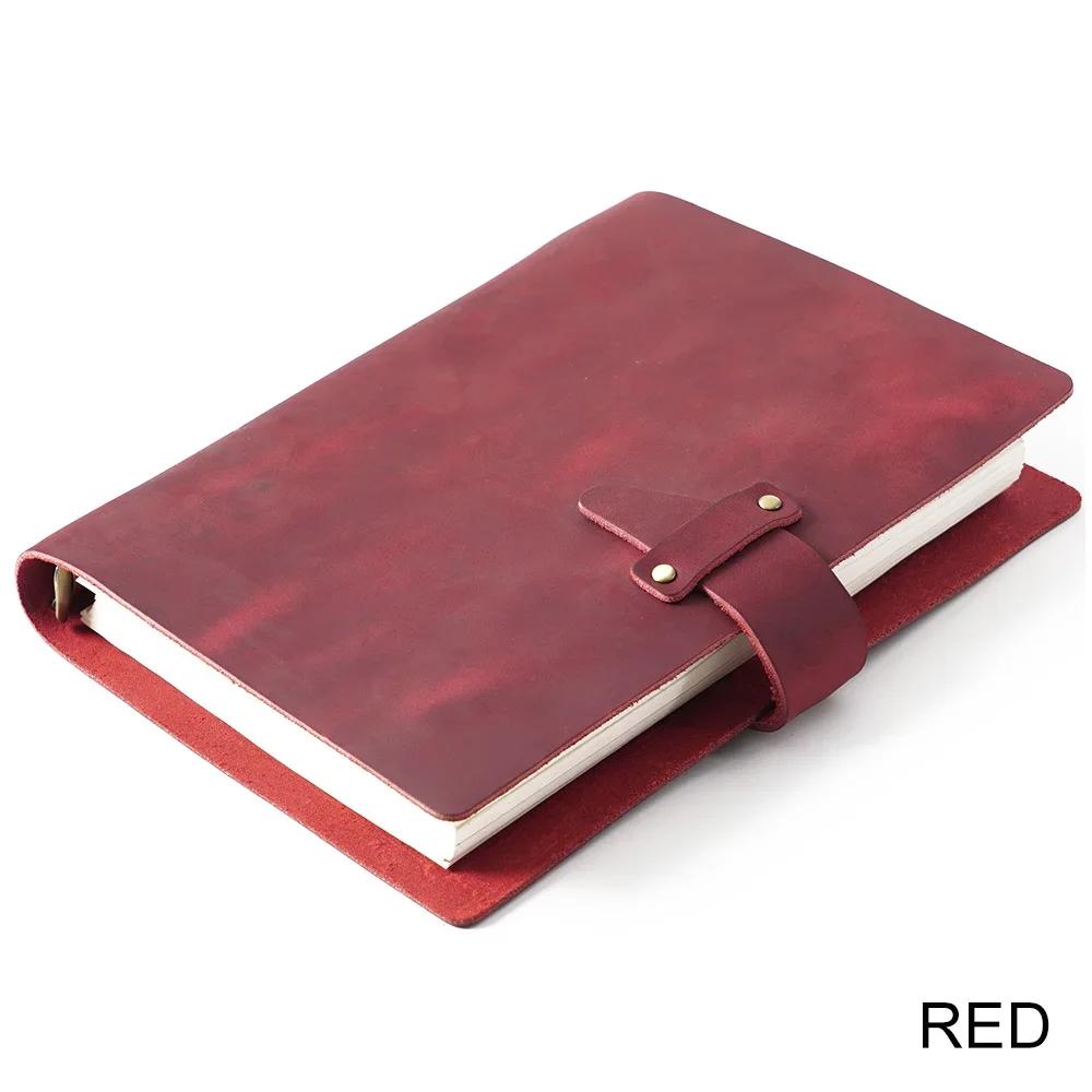 Vintage Design High Quality Natural Leather Rings Notebook A5 Size Diary Brass Binder Sketchbook Agenda Planner Stationery