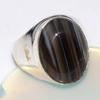 Man'S Banded Black Onyx Fine Finish 925 Silver Plated Ring US 8 Trendy i8E40