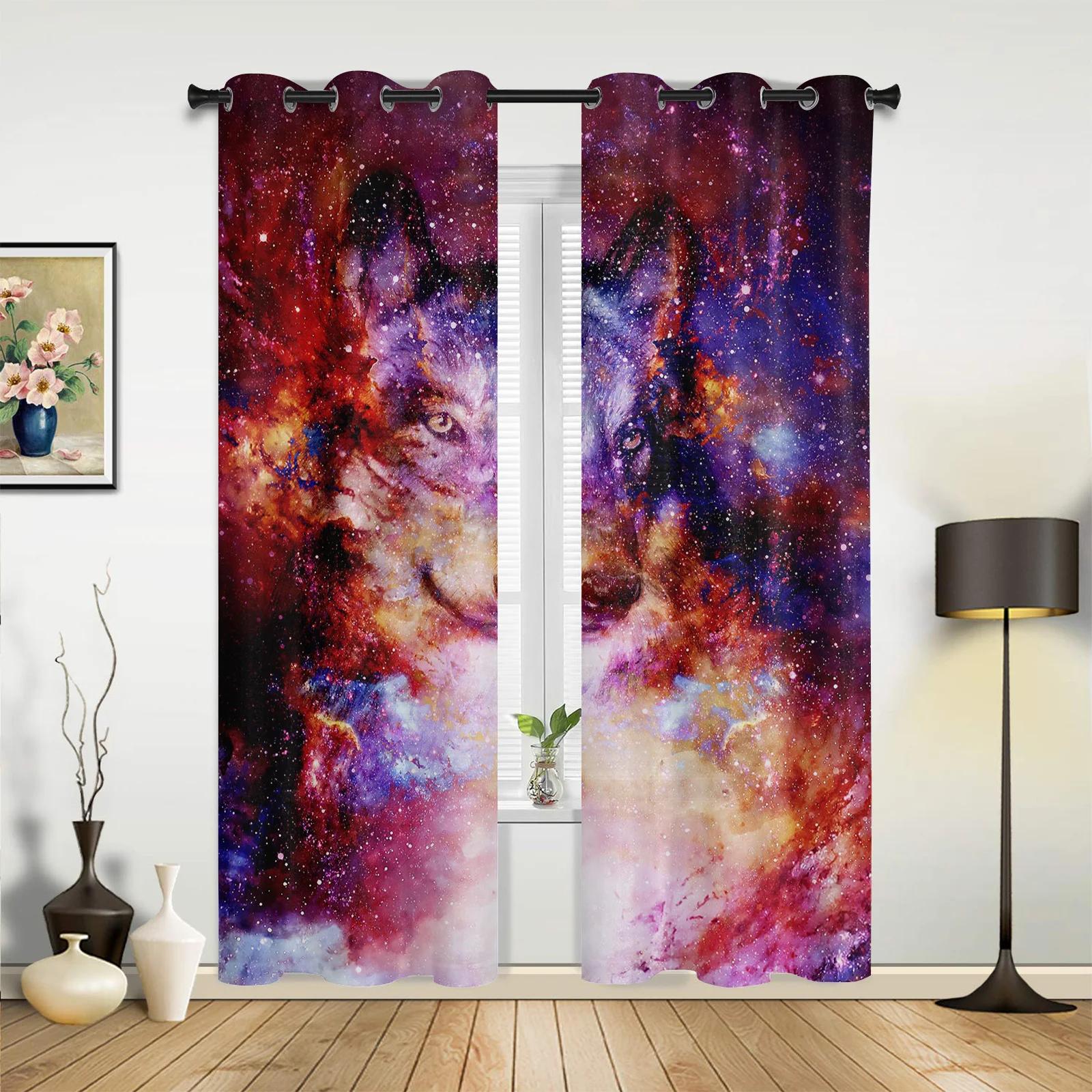 Tier Weißer Wolf Vorhänge für Schlafzimmer Wohnzimmer Vorhänge Küche Kinderzimmer Fenstervorhang Moderne Heimdekoration 135W x 60H(cm) x1