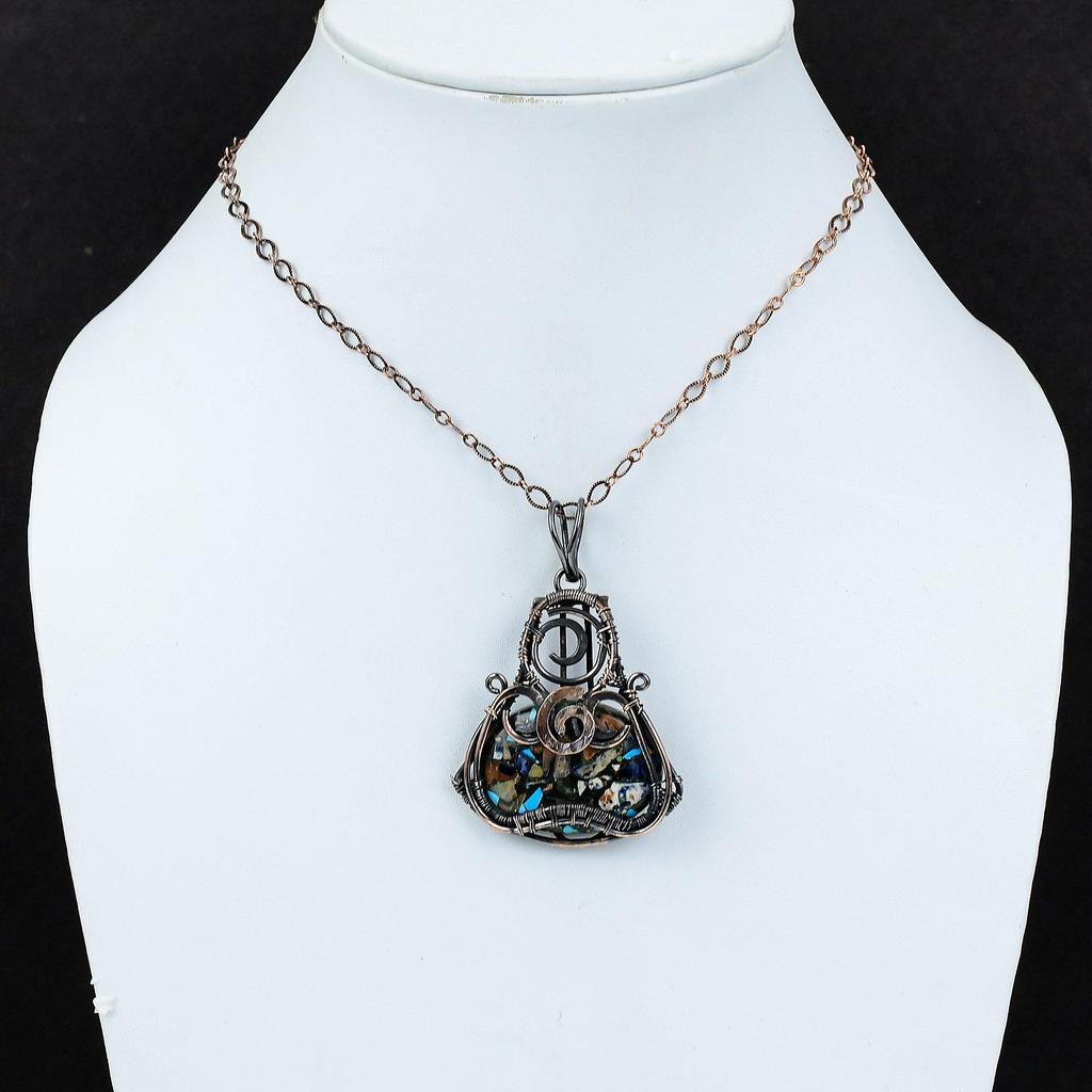 Pandantiv Cupru Multi Turcoaz Pandantiv Înfășurat în Sârmă de Cupru Pandantiv Gemă Originală Bijuterii Handmade Cadou de Nuntă Bijuterii Frumoase din Cupru