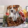 Flower Basket Dogs  Print Flannel Blanket, High quality Comfortable for All Seasons, Home Decor, Warmth and Comfort