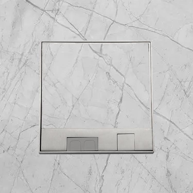 Stainless Steel Marble Style USB-C Floor Socket Box with Flip-top, Euro/German Standard