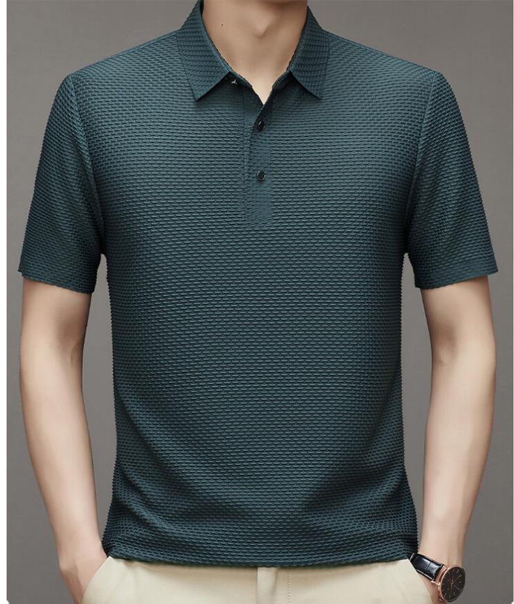 Ice Silk Polo Shirt Men'S Slim Casual Breathable Thin Business Solid Color Short-Sleeved Men'S Tide
