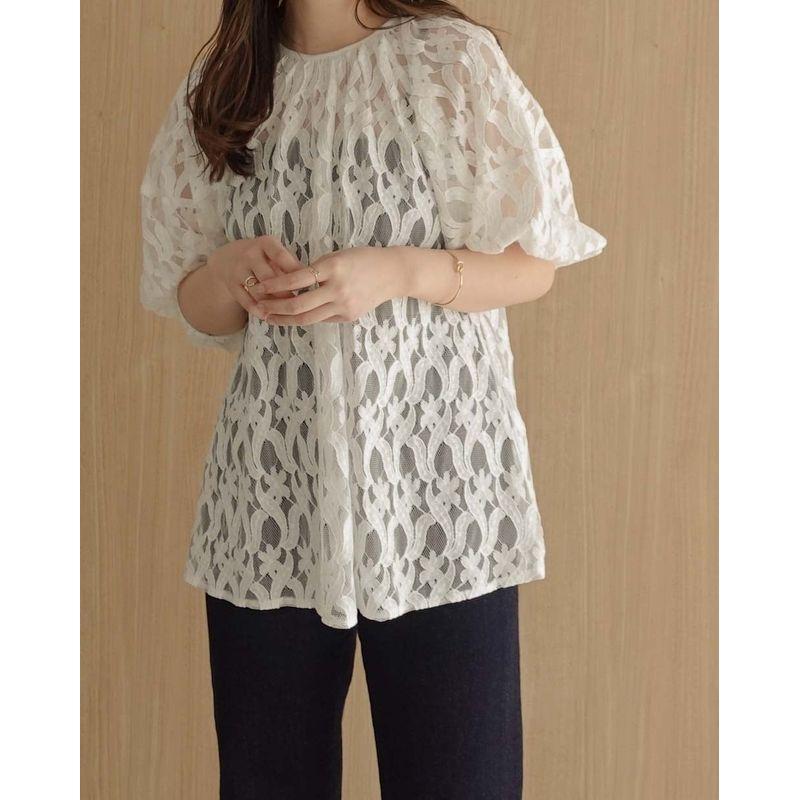 

Japanese Order Original Order 2023 Gentle Stylish Niche Style after Middle School Loose Zip Lace Sheer Top Female White (In Stock delivery within 2 days) All yards