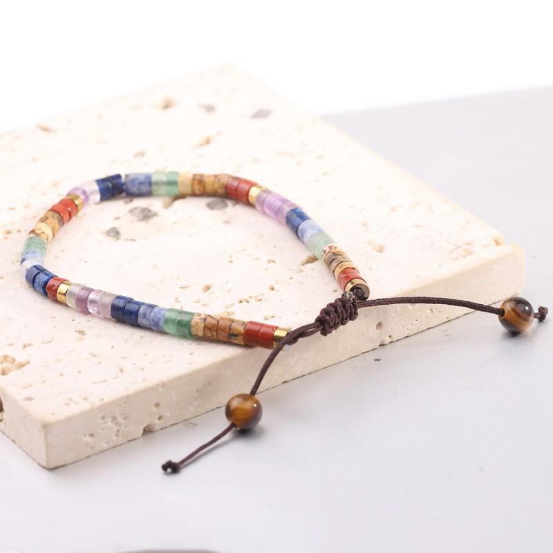 Natural Stone Beaded Adjustable Bracelet Women Minimalist Geometric Design Handmade Crystal Jewelry