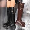 Platform High Boots for Women's Flats Designer Leather Shoes  Fashion Over The Knee Winter Boots New Gothic Mujer De Botas
