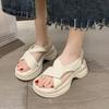 Soft leather sandals women's 2025 summer new muffin platform small beach shoes high-end skirt Roman shoes