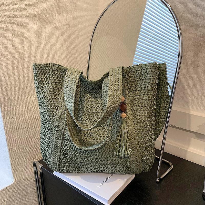 Seaside Holiday Wind Large Capacity Straw Braided Summer Braided Bag Fashion Casual All-in-one Shoulder Tote Bag