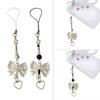 Bows Shape Phone Lanyard Bowknot Heart Pendant Wrist Strap Detachable Phone Chain Keyring Portable Accessory for Women