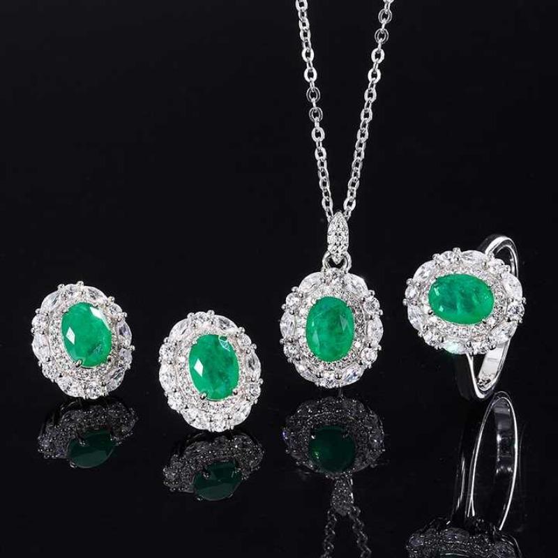 SACE GEMS 925 Sterling Silver Zircon Ring Earrings Pendant Necklace Jewelry Sets Wedding Party Gifts