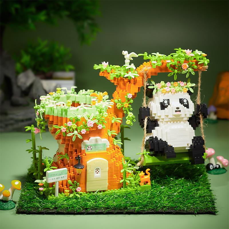 Swing Panda Pen Holder Ornament Children's Educational Building Block Toys