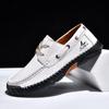 2026 Plus Size Men's Leather Casual Loafers - Hand-Stitched Low-Top Shoes for Spring