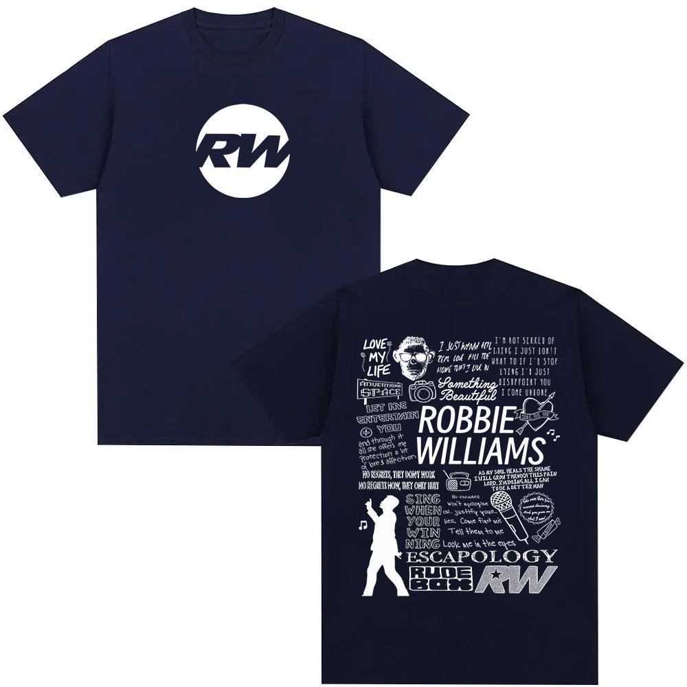 Robbie Williams Rw Tour Album Merch Tričko Pánské Dámské Módní Harajuku Tričko s Krátkým Rukávem Léto O-Výstřih Bavlněná Trička streetové oblečení