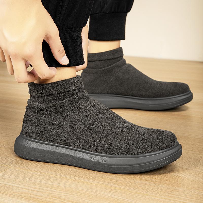 Large Size New Spring and Autumn Fly-woven Breathable Mesh Lightweight Casual Sports Shoes Women's High-top Casual Socks Shoes