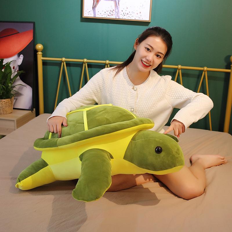 80cm Giant Green Tortoise Plush Toy Kawaii Animal Dolls Stuffed Soft Animal Sea Turtle Pillow