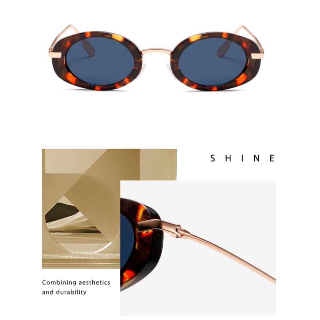 Retro  Oval Frame Sunglasses For Women Summer Sun Protection Fashionable Outdoor Street Photography Beach Vacation Sunglasses