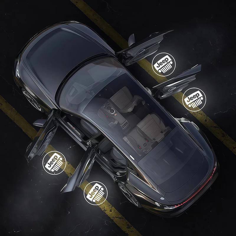 Für Jeep 2 Stück 3D Auto Willkommenslicht LED Atmosphäre Geisterlampe Dekorativ Für Jeep Wrangler Grand Cherokee Wagoneer Gladiator C