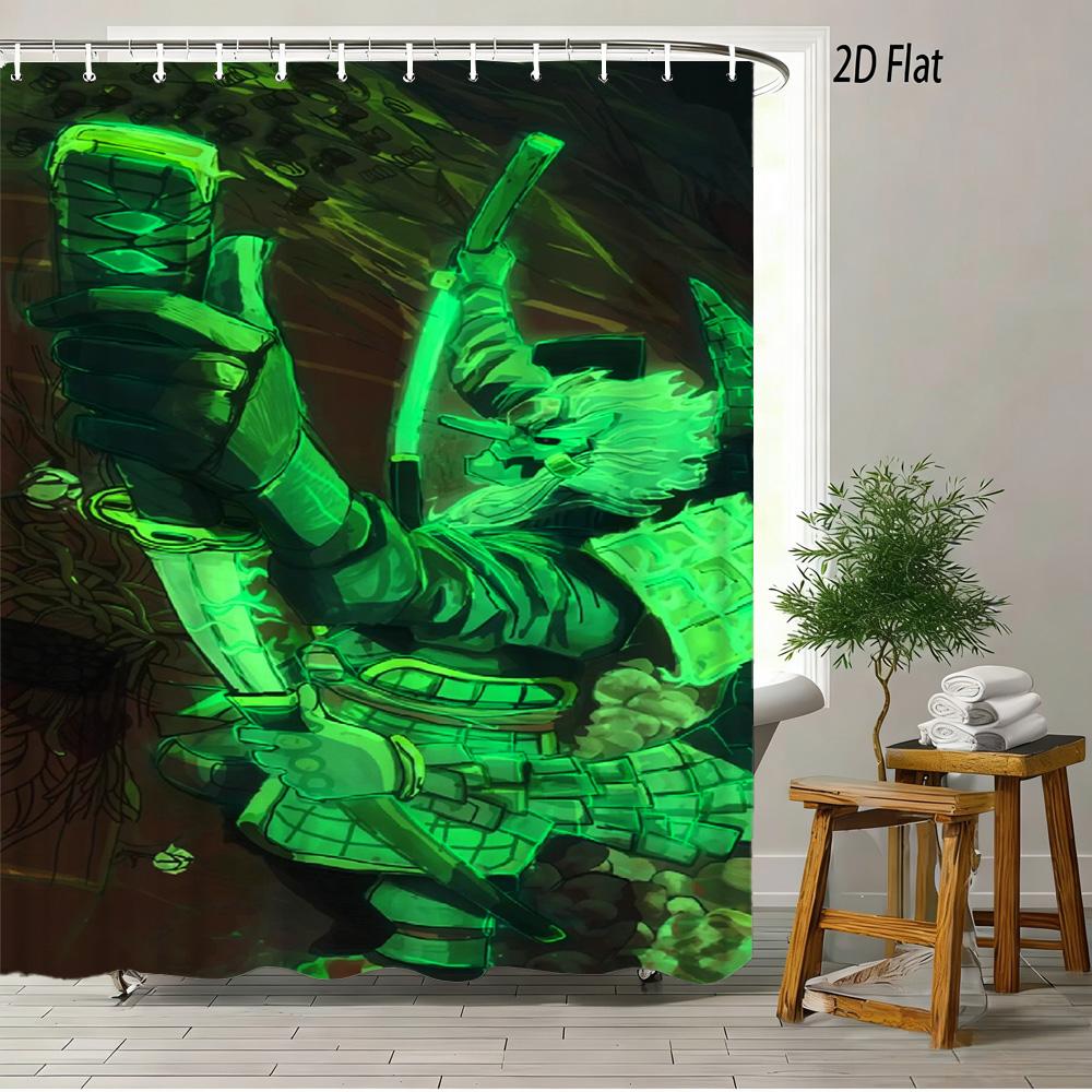 2D Flat Naruto Anime Tobirama Senju Character Collage Print Waterproof Shower Curtain For Bathroom Decor