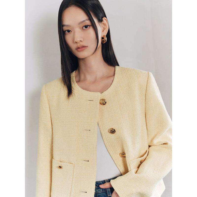 PEACEBIRD Women's Round Neck Short Jacket