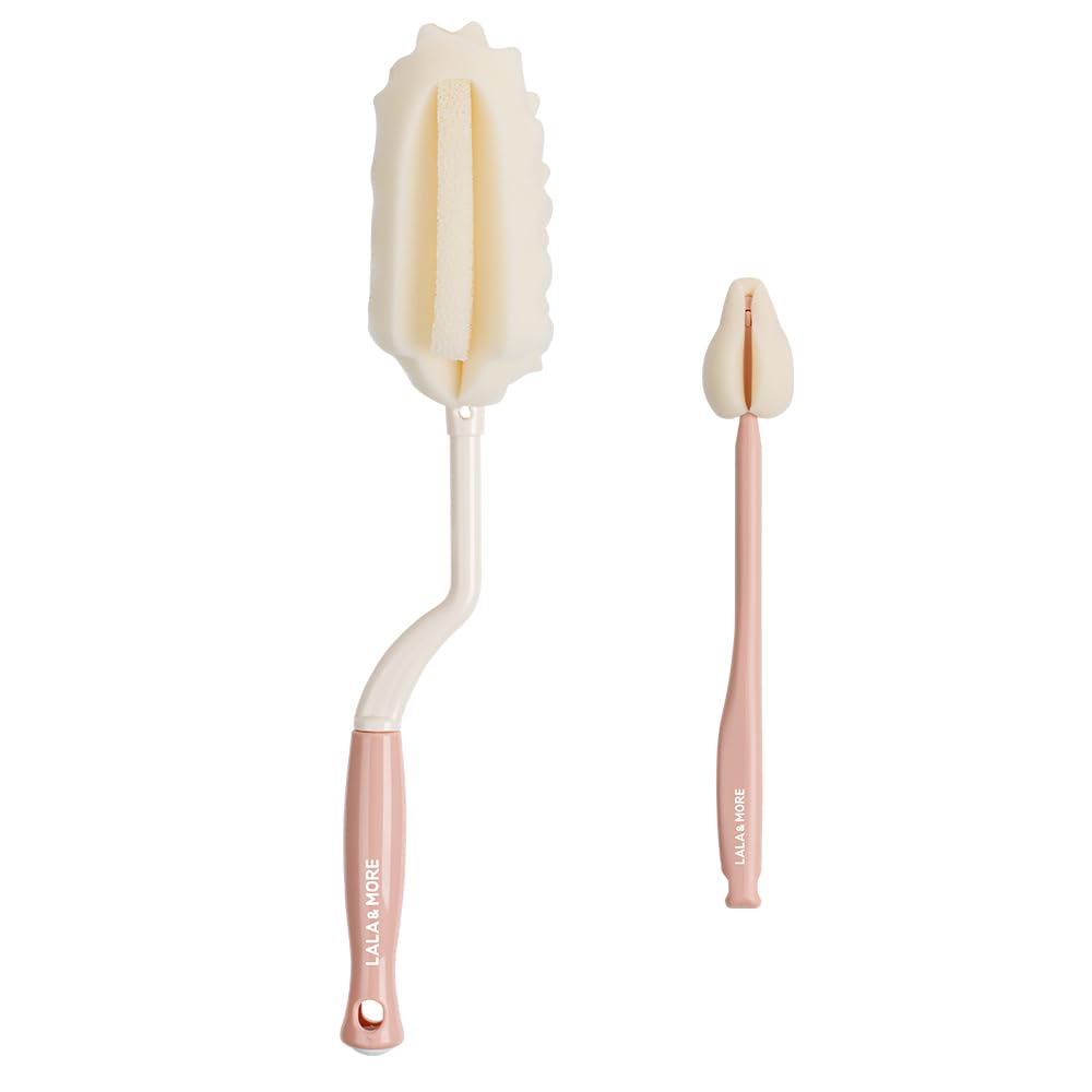 

premium Sponge Cleaning Bottle a baby bottle cleaning set for and kitchenware sponge LALA&MORE Brush, bottles, glasses, (pink brush)