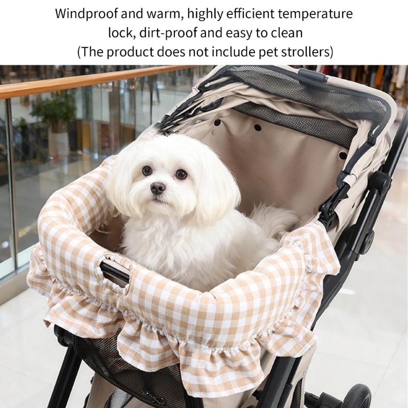 Pet Strollers Pad with Pillow for Pushchair Use Strong Polyester Fabric Thicken Cushion for Small Animal Outdoor Use