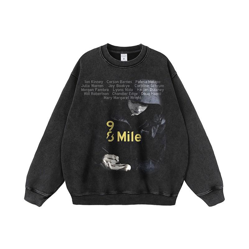 Mens Oversized Streetwear Hoodie With Direct Print Graphic Cotton Sweatshirt Loose Fit Washed Effect 420g