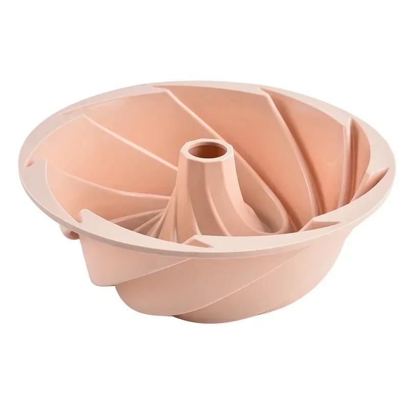 Большая спиральная 3D рифленая форма для кекса, силиконовая форма Bundt пищевого качества для хлеба, пекарни, инструменты для выпечки, посуда для выпечки розовый