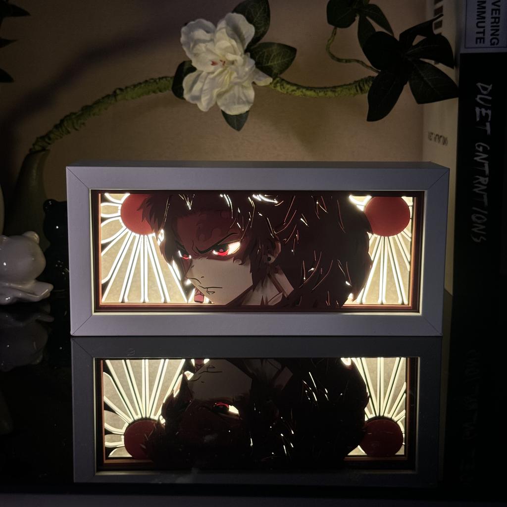 Led Multicolored Anime Light Box For Bedroom Decoration Paper Cut Shadow Box Birthday Gift Bedside Night Lamp Gifts