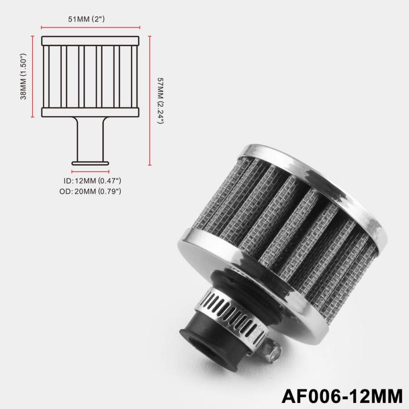 New Universal 12mm Car Air Filter for Motorcycle Cold Air Intake High Crankcase Vent Cover Mini Breather Filters