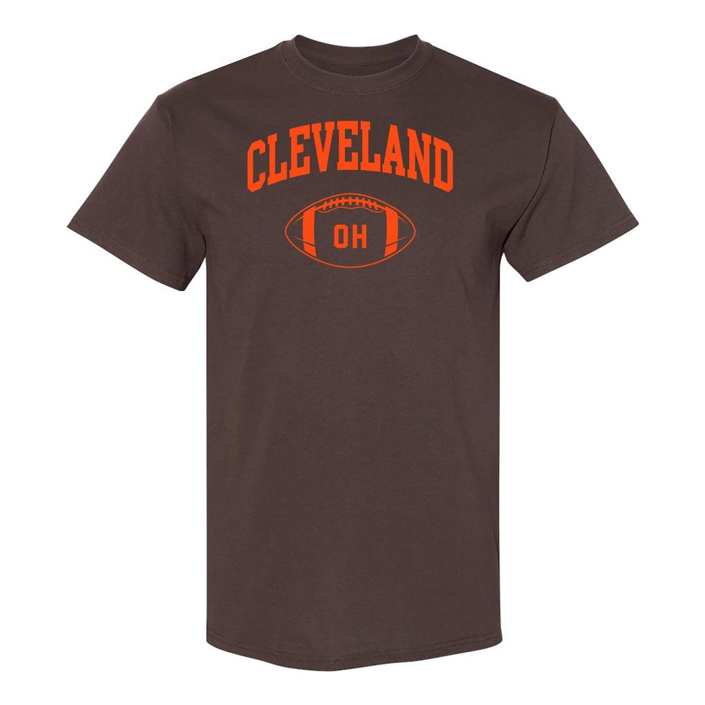 Cleveland Classic Football Arch - Sport Team Color T Shirt - Dark Chocolate