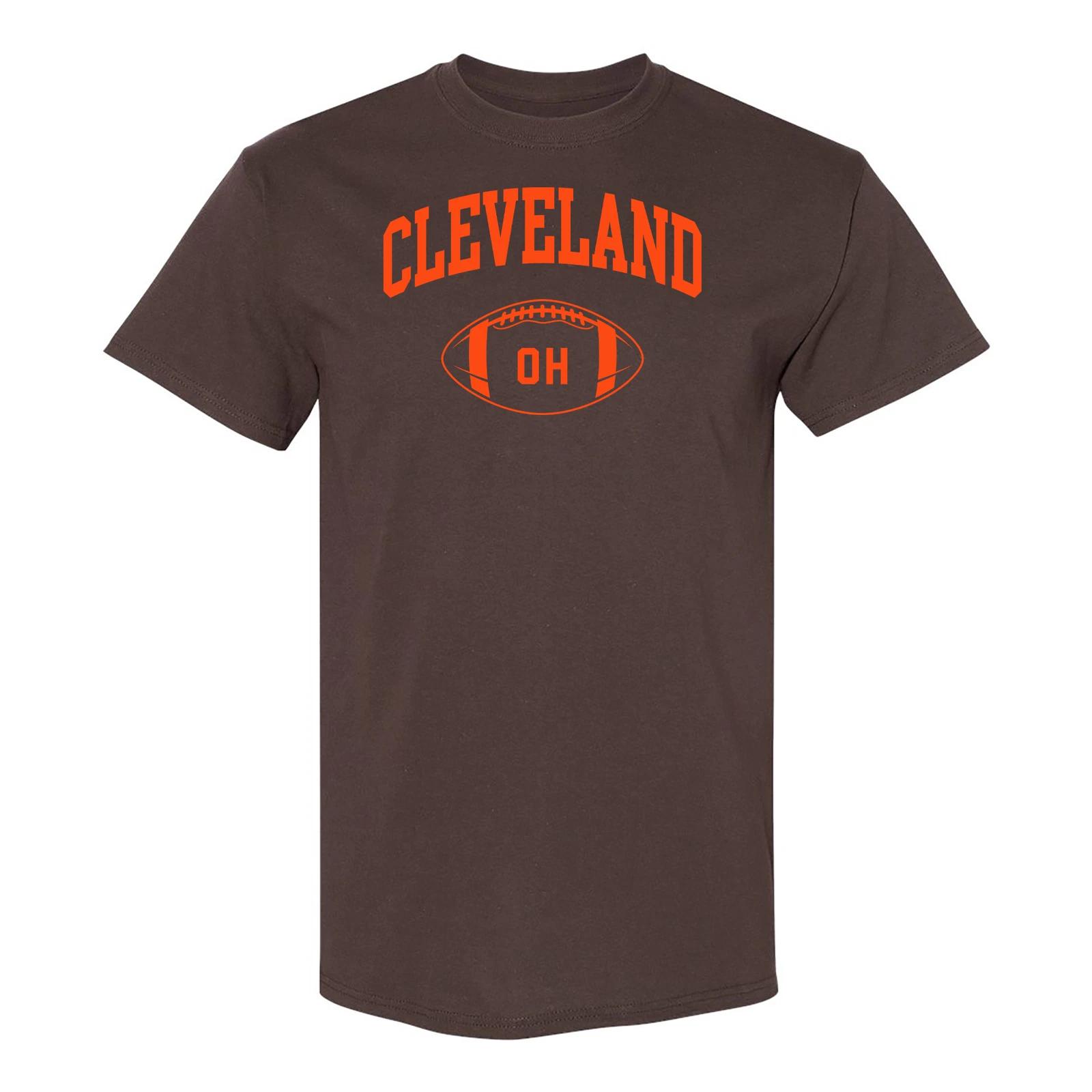 Cleveland Classic Football Arch - Sport Team Color T Shirt - Dark Chocolate L