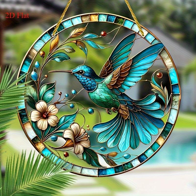 

Crystal Hummingbird Sun Catcher. Green & blue with golden beak, for all-season gifting & decor. чистый
