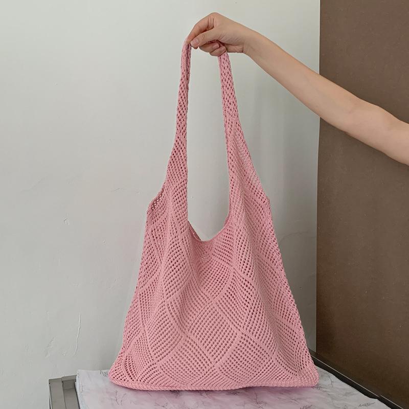 Handwoven Beach Crochet Bag for Women Lightweight Knitted Tote Handbag Summer Shopping Travel Shoulder Purse