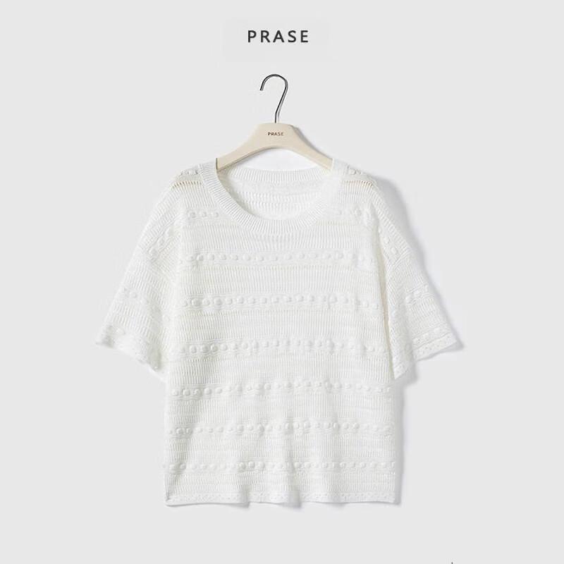 PRASE Dream Collection Slimming Crochet Knit Top L