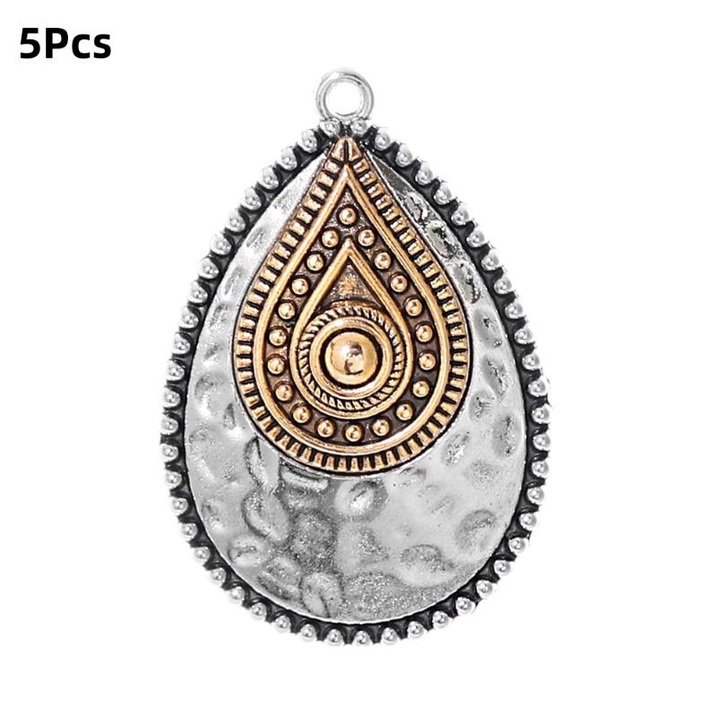 5Pcs Retro Vintage Ethnic Bohemia Teardrop Pendants For Women Earrings Necklaces Charms For Diy Making Jewelry Accessories