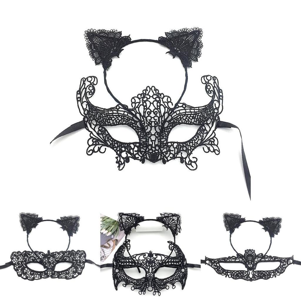 Handgefertigtes Schwarzes Spitzen-Stirnband-Maske Für Halloween Und Kostümveranstaltungen Mit Vielseitigen Styles