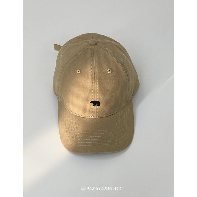 Vintage American Style Soft Top Black Baseball Cap With Cute Bear Embroidery For All Seasons