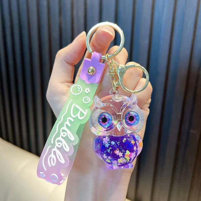 Acrylic Glitter Owl Doll Keychain Pendant - Cute Cartoon Ornament