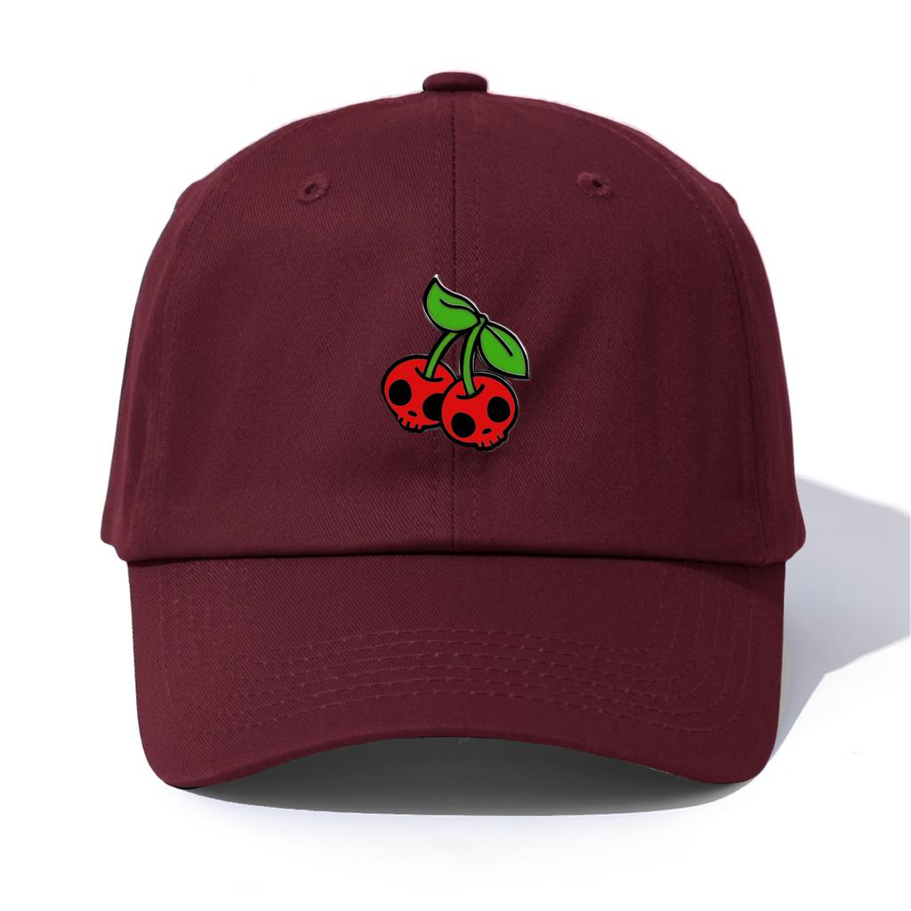 1pc Skull Cherries Print Baseball Cap for AdultsMinimalist Retro Style Casual Soft Adjustable Dad HatPerfect As Gift