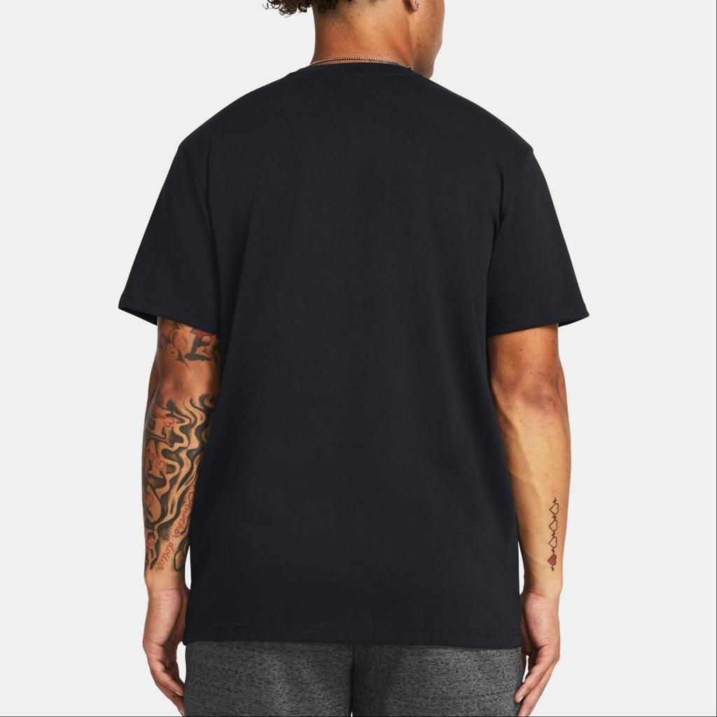 Under Armour Heavyweight Left Chest Logo Graphic Pullover Short Sleeve T-Shirt Men Tops Black 1382904-001