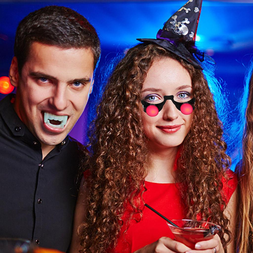 Halloween Horror Okulary Czerwone Oczy Rekwizyty Czerwone Świecące Oczy Okulary Świecące LED Śmieszne Przerażające Okulary Imprezowe Podstępne Oczy Rekwizyt Cosplay