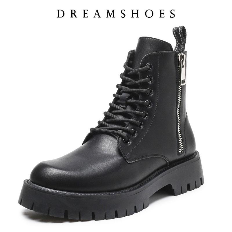 

Мода 2025 Осень Зима Обувь Мужчины Кожаные Ботинки Толстая Подошва Нескользящие Теплые Плюшевые Холодная Зима Коровья Кожа Мужские Ботильоны 49 чёрный