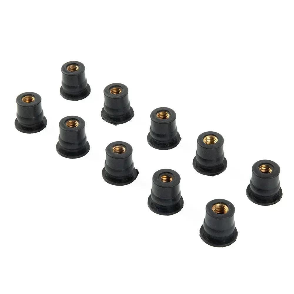 10PCS Motorcycle Windshield Rubber Nut M6 6mm Vibration Damper Panel Mounting For Most Windshields Part Accessories
