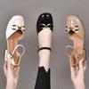 Fashion patent leather hollow sandals summer 2025 new Korean version women's shoes soft sole round head fashion shallow mouth single shoes women