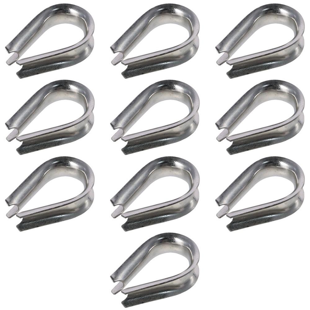 10pcs 1.5-12mm Wire Rope Thimbles Sliver 304 Stainless Steel Thimbles Ring Clamp U-Shaped Rope Thimble Rigging