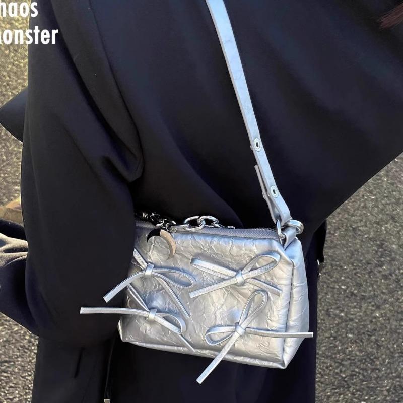 Bow Fashion Bag, Detachable Shoulder Bag, Small Square Bag, Chain Underarm Bag