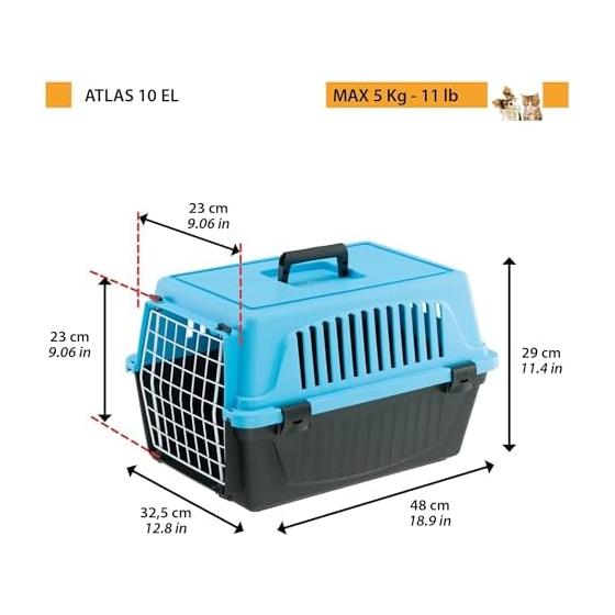 Farplast Atlas 10PB Carry Atlas Load Capacity Up To 5kg For Cats, Small Animals, Pets, Hospital Visits, Outings, Outings, Travel