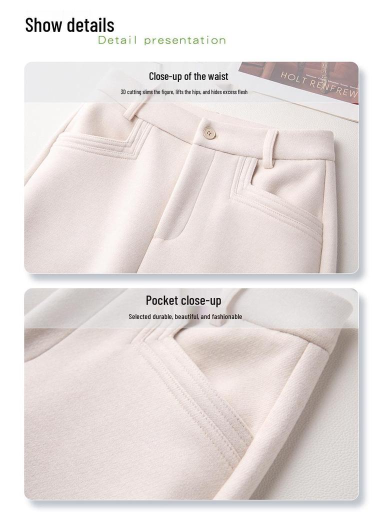 Ancola Women's Wool Wide-Leg Pants 2024 - Red Straight-Leg Cropped Trousers for Autumn/Winter